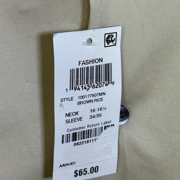 Alfani Men's Slim-Fit Temp Regulating Dress Shirt, brown rice 16-16.5 34-35 $65 - Picture 6 of 7